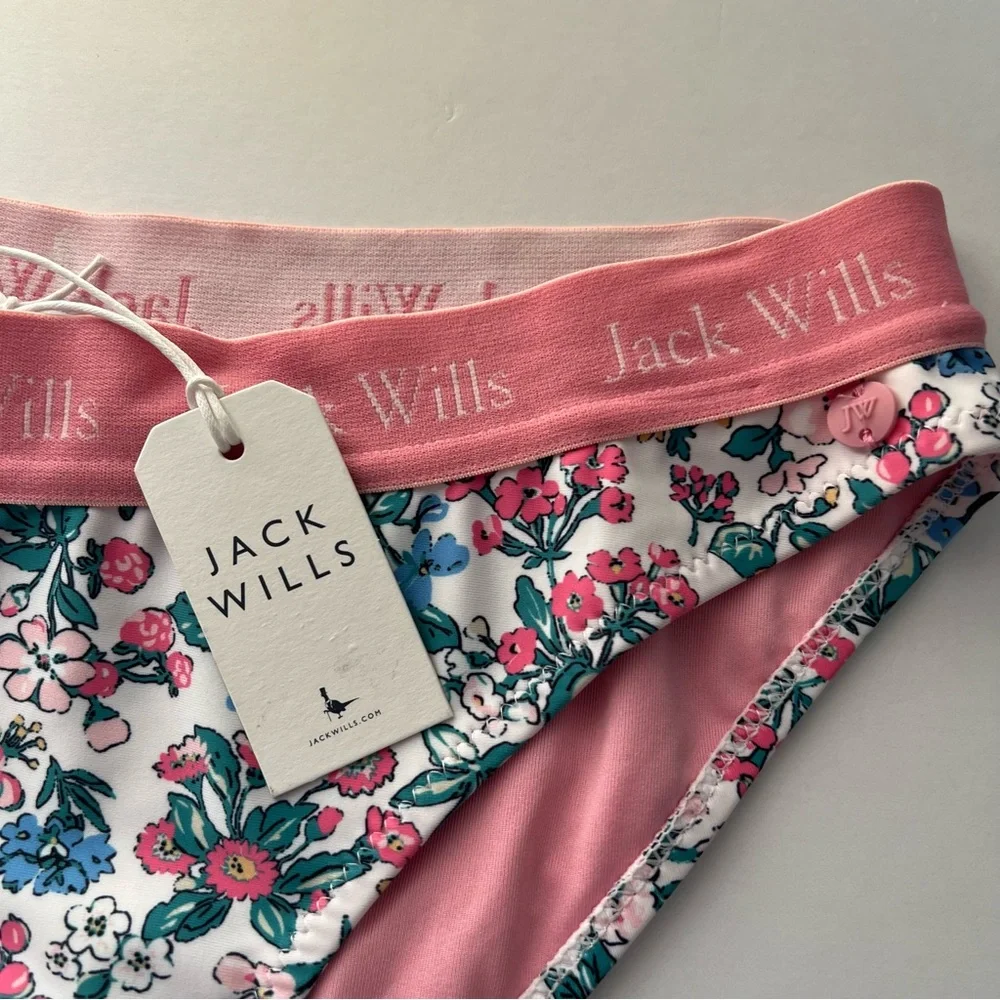 Jack Wills NWT White Pink Floral Canterton Swim Bikini Bottom